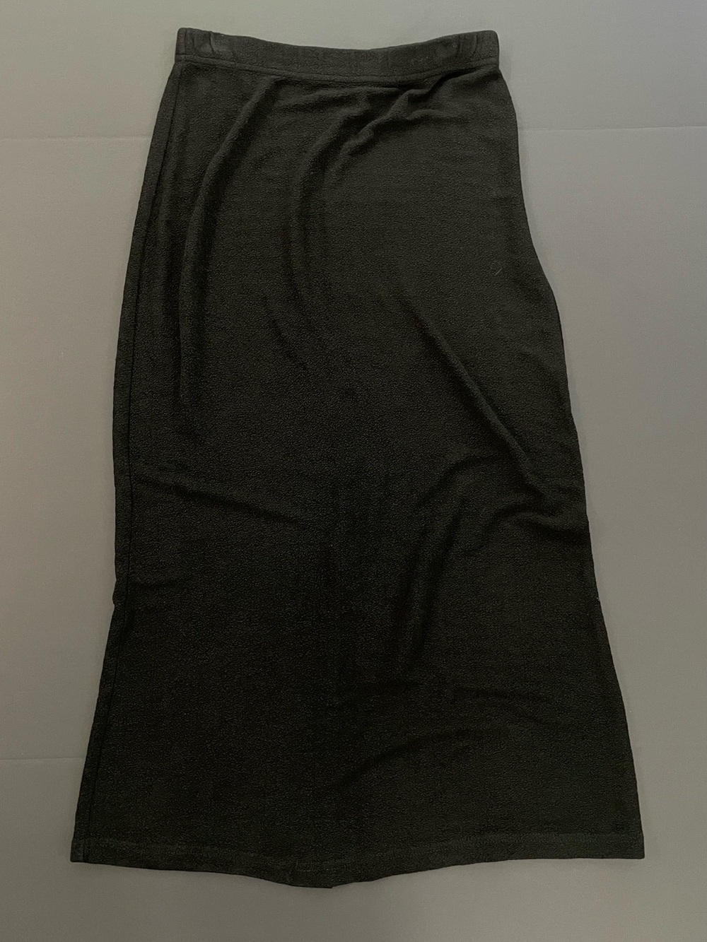Vintage Notations Black Textured Maxi Skirt Size S Elastic Waist Made in USA Y2K